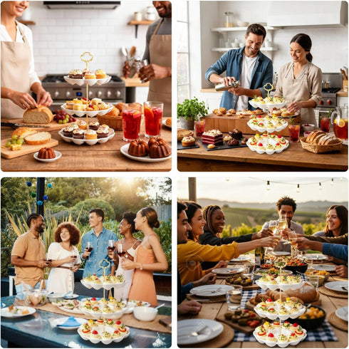 3 36 Countertop Tier Ceramic Easter Deviled Egg Platter Hole Deviled Egg Tray Container, Detachable Eggs Holder Tower