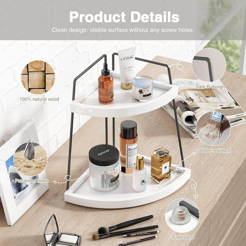 Countertop, 2Tier Counter, Forbena Corner Bathroom Organizer Sink Corner Shelf Stand for Kitchen Modern Coffee Bar
