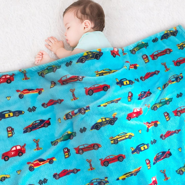 Lukeight Plush Toddler Blanket for Boys and Girls, Thick Car Blanket Birthday Gifts (Race Cars, 30x40 Inches)