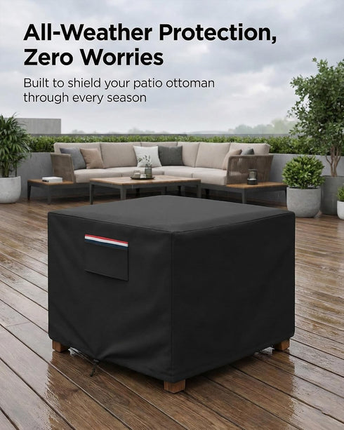 Yagvany 600D 22 22 18 Inch, Square Waterproof Patio Ottoman Cover, Heavy Duty Outdoor Furniture Cover with Windproof