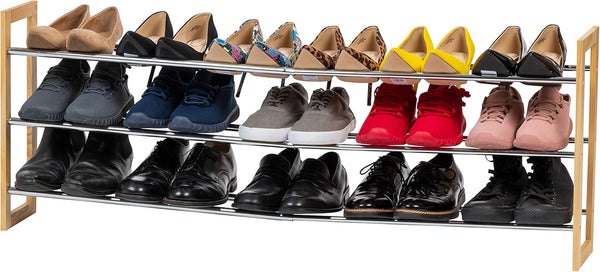 IRIS USA 3-Tier Shoe Rack, Up to 15 Pairs, 25" - 46"