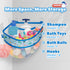 4.32 UNEEDE Gallons Dinosaur Print Corner Bath Toy Storage | Blue Mesh Shower Caddy with Quick Drain & Bottom Zipper