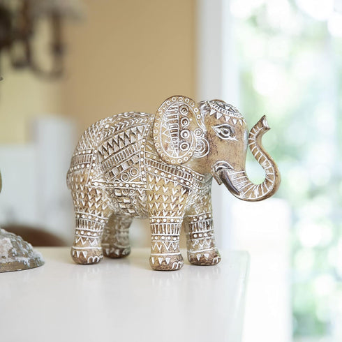 4.3" TERESA'S COLLECTIONS Boho Elephant Decor, Elephant Statues Brings Good Luck for Home Decor, Jumbo Figurines Resin