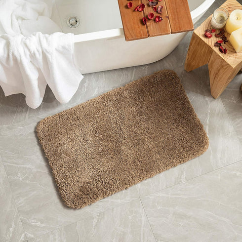 MIULEE Non Slip Bathroom Rug Bath Mats, 20x30 Light Brown, Absorbent Thick Soft Microfiber, Machine Washable