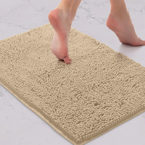 LuxUrux Birch Bathroom Rug - Luxury Bath Mat, Extra-Soft Plush Chenille Microfiber, 24'' x 17''