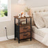 24.2" Vagusicc Nightstand with Charging Station, Small Night Stand with Fabric Drawers for Bedroom, End Table, Bedside