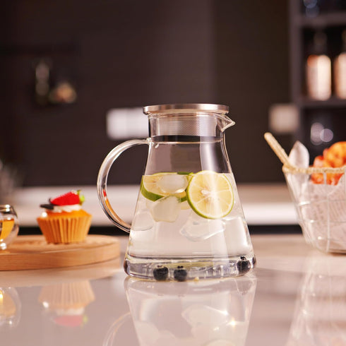 30.5oz/900ml CNGLASS Glass Teapot Stovetop Safe,One-Touch Clear Tea Kettle,Blooming and Loose Leaf Tea Maker