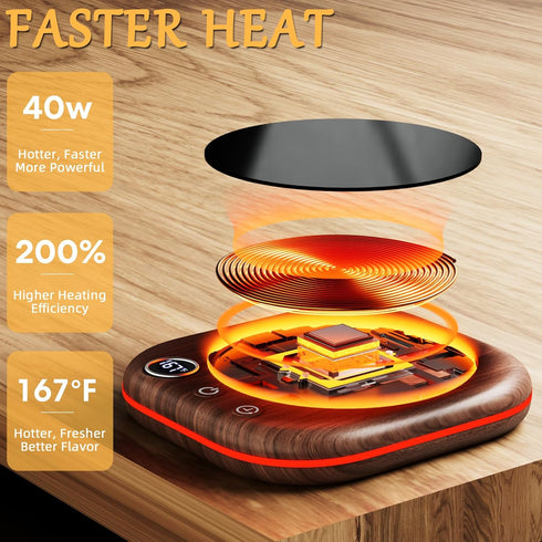 3 Settings (113-167F) 1-12H 4 Mug Warmer Upgraded,Coffee Mug Warmer for Desk LEDs Light Temp Timer H Auto Shut Off