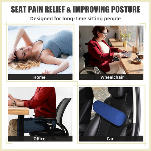 coceyese Short-11*4.3'') Lumbar Roll Pillow for Lower Back, Lumbar Support Foam Roll Cushion with Pillowcase