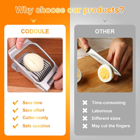 Egg Slicer for Hard Boiled Eggs Egg Cutter Strawberry Slicer Heavy Duty Aluminium Tomato Slicer Stainless Steel Wire