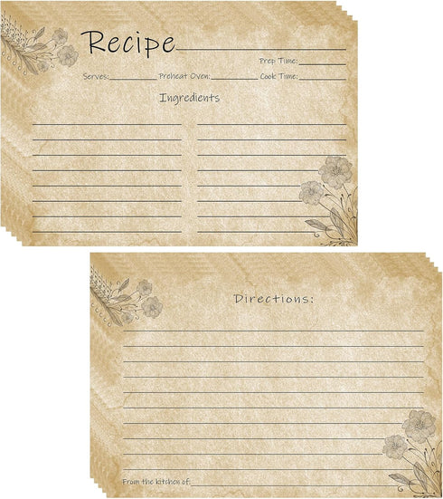 Recipe Cards 4x6 - Pack of 100 Double-Sided Blank Cards for Weddings, Bridal Showers, and Christmas Gifts