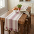 72 Inch Rosey Red Striped Table Runner Long for Dining Table, Console Tables , Entryway Decor - Natural Cotton Tassle /