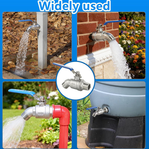304 3/4 Inch 3/4" Stainless Steel NPT Male Hose Bib,Heavy Duty Outdoor Faucet, Male GHT Threaded, Lead-Free, Full Flow