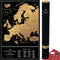 Scratch off Map of Europe, 24x16 Travel Map Poster with Cities, Large Black and Gold Push Pin Wall Map