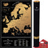 Scratch off Map of Europe, 24x16 Travel Map Poster with Cities, Large Black and Gold Push Pin Wall Map