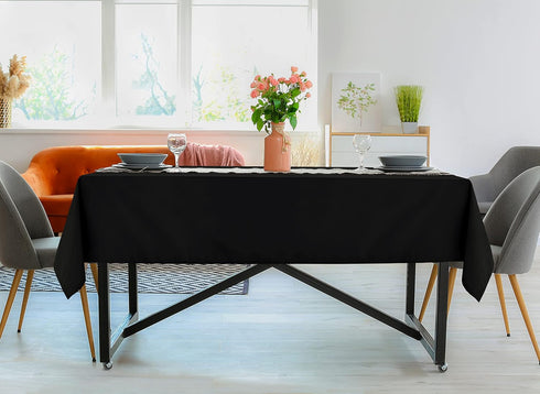 Utopia Kitchen 2 Pack 6 Foot Rectangle Table Cloth, Black, Stain and Wrinkle Resistant for Dining and Parties