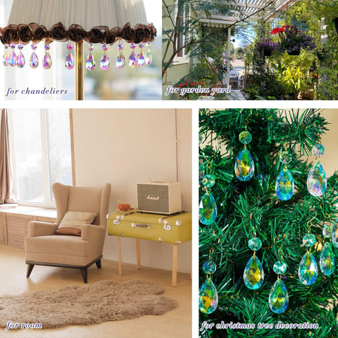 25pcs 38mm Crystal Teardrop Chandelier Parts,Suncatcher Crystal Prisms Hanging for Windows/Wedding Christmas Tree