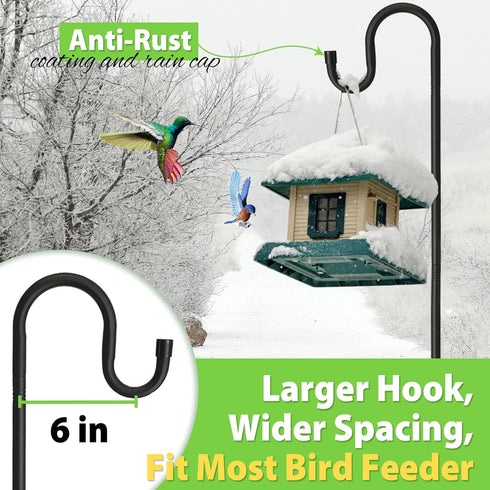 Feblomst 78" 4/5 Hummingbird 5-Prong Shepherds Hooks, Bird Feeder Pole for Outdoor, Thick Feeders Stand Heavy Duty