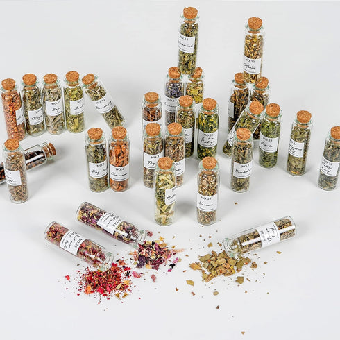 HOOMUU 30 Pack Witchcraft Herbs and Flowers, Essential Mixed Dried Herbal Box for Wicca Altar Rituals, Pagan Magic