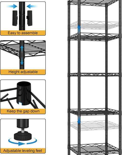 5-Wire 11.6" 11.6" 46" HOMEFORT Storage Shelves, Shelving, Metal Shelving Unit Adjustable Storage Shelves Rack