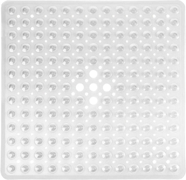 Yimobra Non Slip Shower Stall Mat, 21x21 Inch, Soft Square Bath Mat with Suction Cups and Drain Holes