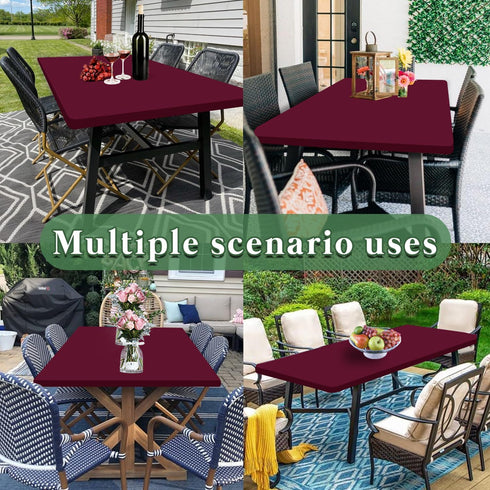 6 Pack 8 Red,30" 96") Foot Picnic Table Cover Fitted Elastic Tablecloth for Rectangle Tables Waterproof Stretch