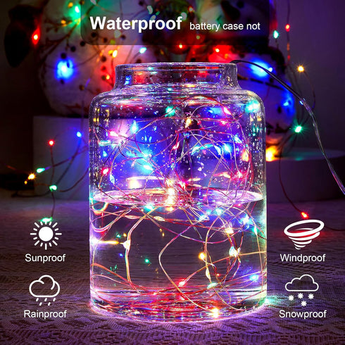 1 Pack 16.4ft 50 Ariceleo Battery Operated String Lights with Timer, Multi Color with Synchronized Twinkle Mode, Fairy