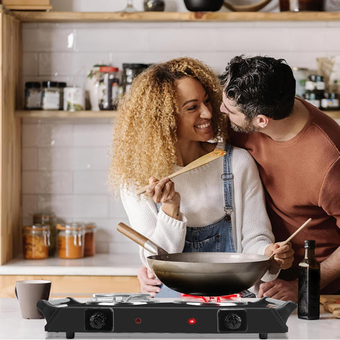 Moclever Hot Plate Electric Stove, 2000W Portable Cooking Stove with 5 Levels of Adjustable Temperature