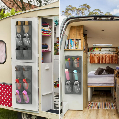 2 Pack RV Shoe Storage, Large Mesh Pockets Closet Door Hanging Shoe Rack Organizer for Camper