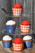 Picnic Cupcake Wrappers, Set of 24 Reversible Scalloped Cup Cake Holders for BBQ, Birthday, Anniversary Celebrations