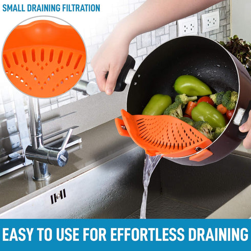 Zulay Silicone Pot Strainer - Adjustable Snap On Strainer for Most Pans & Pots, Food Grade, Heat Resistant, Colander