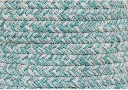 Super Area Rugs Farmhouse Braided Rug, Cotton Kitchen Reversible Carpet, Turquoise & White, 8" X 28"