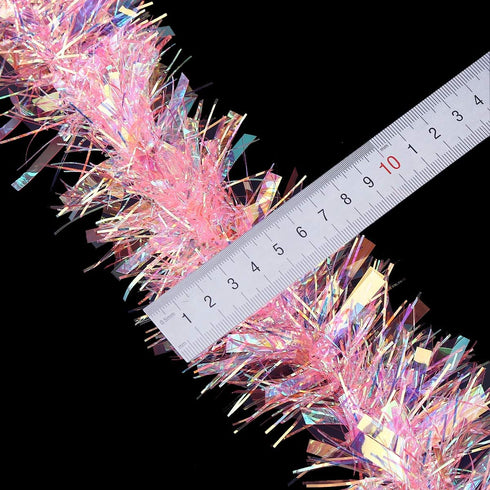Pink Tinsel Garland 17 Feet for Christmas Tree Decorations, Wedding, Birthday Party Supplies