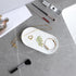 White Round Soap Dispenser Tray, 8'' Ceramic Vanity Tray for Bathroom, Jewelry Ring Dish, Kitchen Sink Organizer
