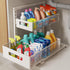 Adjustable Height Under Sink Organizer, 2 Tier Bathroom Storage, Pull Out Cabinet Organizer, White, XL - 1 Pack