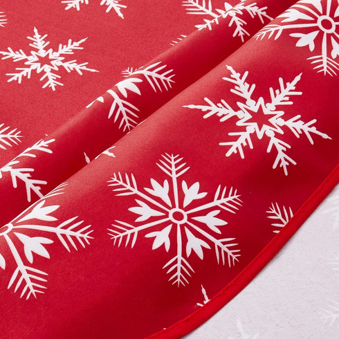 Violet Linen Red Tablecloths, Decorative Christmas Snowflakes Design - 60" Round