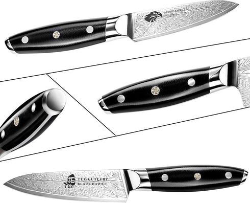 TUO 3.5 Inch Paring Knife - Ultra Sharp Peeling Knife - High Carbon Stainless Steel with G10 Handle Gift Box