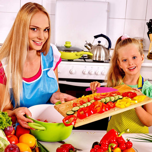 JOVITEC 8 Pcs Kid Cooking Kitchen Knife Set, Multi Colors Square Knife, Children's Safe Chef Nylon Knives for Cutting