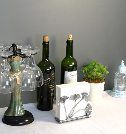 OwlGift Modern Ginkgo Leaves Design Napkin Holder - Metal Paper Napkin Storage for Kitchen, Stylish Paper Towel
