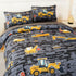 Set 5 Sets Sets ANGIYUIN Twin Boys Comforter Pcs Gray Construction Bed in A Bag for Kids Teens Excavator Trucks Bed
