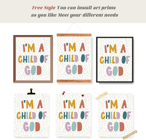 LARTSFRO 10x8 Inch Set 4 Jesus Loves me Wall Art Decor Posters Prints, Inspirational Bible Verses Room Bedroom Bathroom
