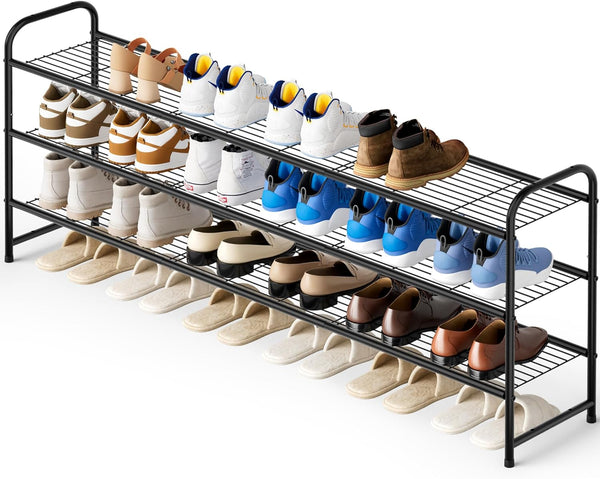 KEETDY 3-Tier Long Shoe Rack for Closet Metal Shoe Organizer for Entryway,