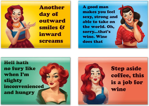 4 Pack Refrigerator Magnets - Funny Fridge Magnet, Perfect Gift for Housewarming or Women Friends