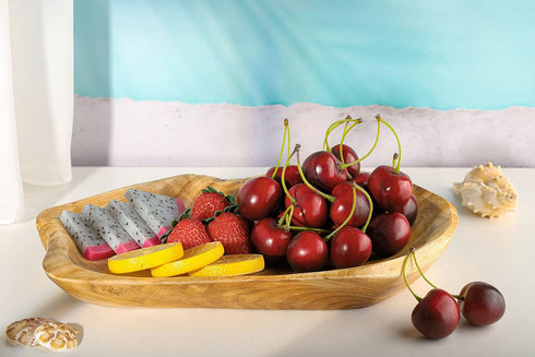 Top Plaza Wood Fruit Bowl, Storage Baskets for Bread, Fruit, Snacks, Unique Irregular Wooden Art Decor for Kitchen