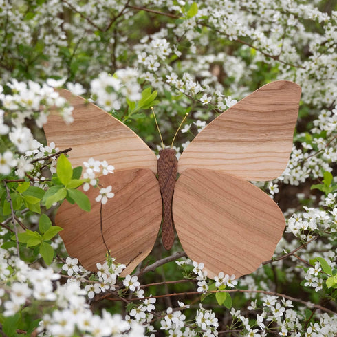 Telinego 2 Pack Handmade Wooden Butterfly Wall Art Hanging Decor Butterflies Wall Art Hanging Sculpture for Bedroom