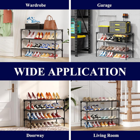Kitsure 4-Tier Shoe Rack for Closet - Sturdy Organizer for Entryway, Holds up to 16 Pairs, Black Shoe Shelf