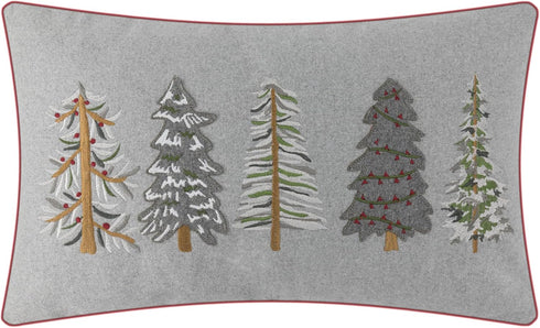 JWH Christmas Pillow Cover Decorative Green Tree Throw Pillow Embroidery Accent Pillow
