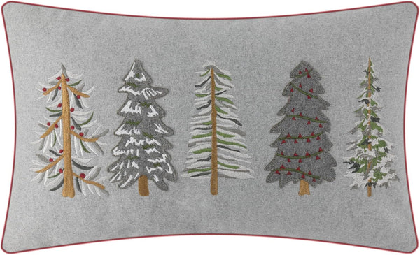 JWH Christmas Pillow Cover Decorative Green Tree Throw Pillow Embroidery Accent Pillow