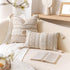 18X18 BlissBlush Throw Pillow Cover, Cream Neutral Beige Square Decorative Cushion Cover, Boho Accent Pillowcase