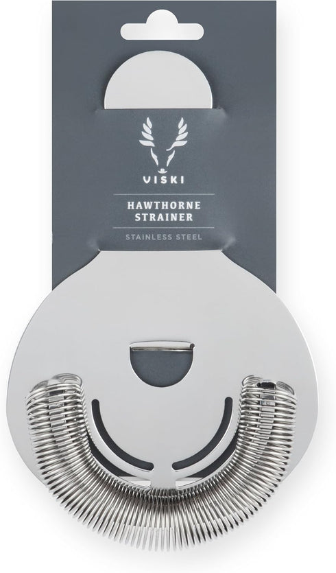 Viski Hawthorne and Bartending Strainer, Stainless Steel Cocktail Strainer for Drinks